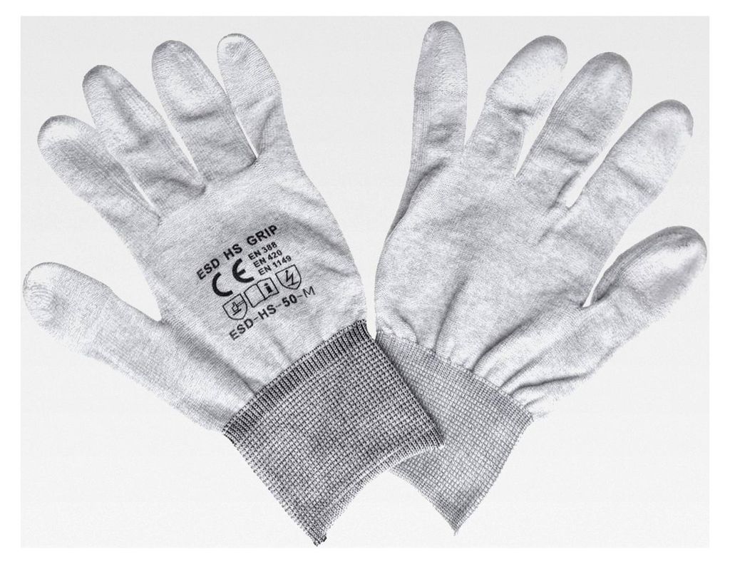 ESD-Handschuhe Mischgewebe Größe M - Nylon-/Polyester-Gewebe - Polyurethan-verstärkt - 1 Paar - elastisch und waschbar