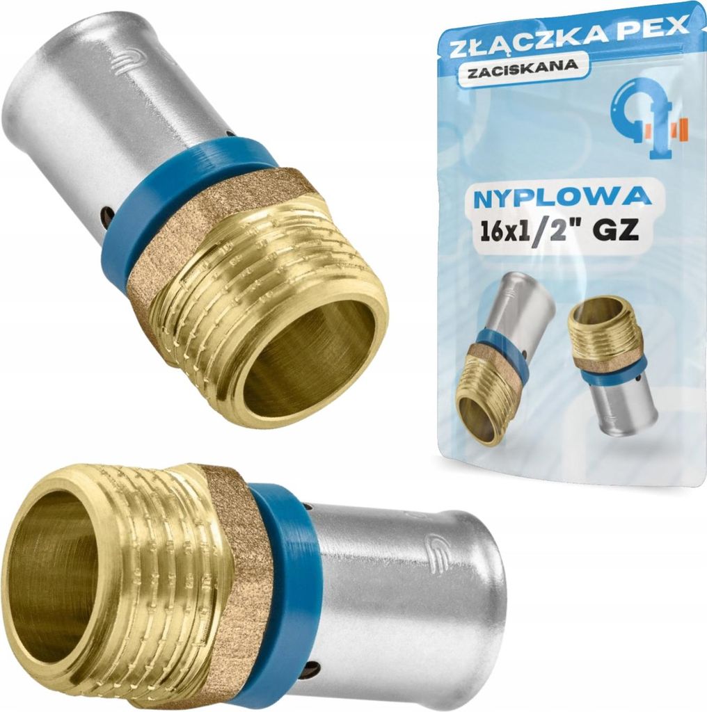 PEX-Nippel 16x1/2 AG Pressfitting, Messing massiv