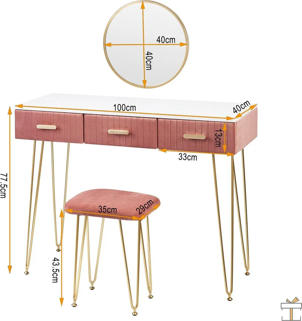 Gagnez de la Place avec cette Coiffeuse Compacte - Miroir et Tabouret - 3
