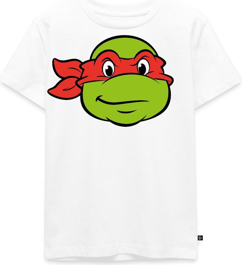 Spreadshirt Teenage Mutant Ninja Turtles Raphael Kostüm Karneval Kinder Premium T-Shirt, 110/116 (4 Jahre), Weiß