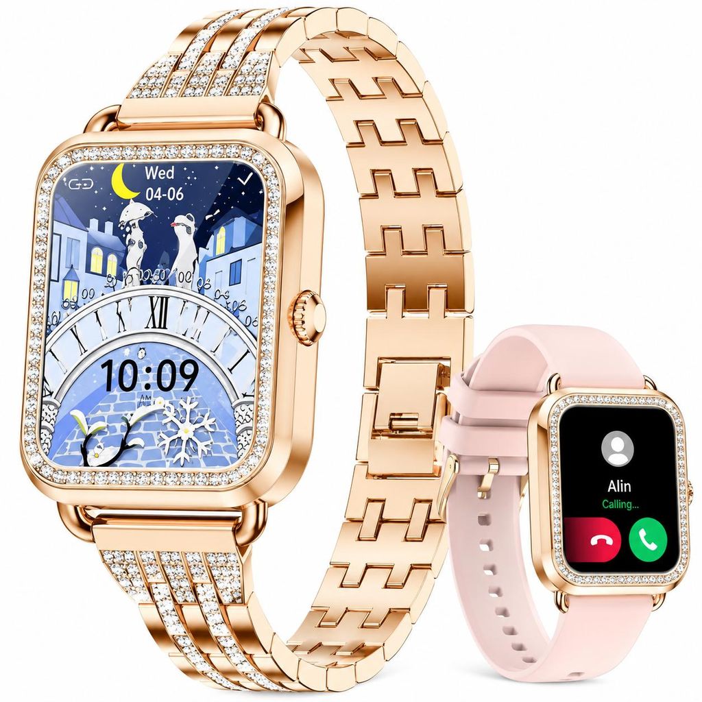 Elegante Smartwatch Damen mit Telefonfunktion 2026 Gold Produktbild 