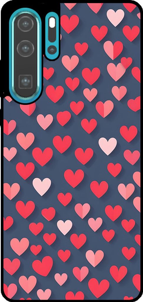 Smartphonica Telefon Fall fit für Huawei P30 Pro mit rosa und roten Herzen Impressum - TPU Backcover Fall mit rosa und roten Herz-Design