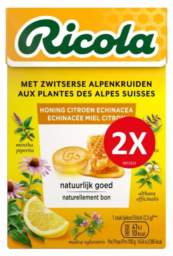 Ricola Keelpastilles Honing Citroen Echinacea (100 gr) Productafbeelding 