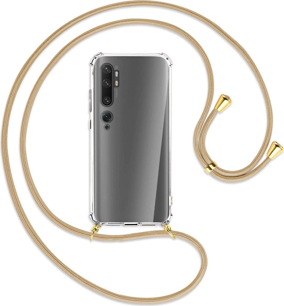 Handykette Backcover-Schutzhülle mit Band (Metall goldfarben) für Xiaomi Mi Note 10 (Pro) - caramel