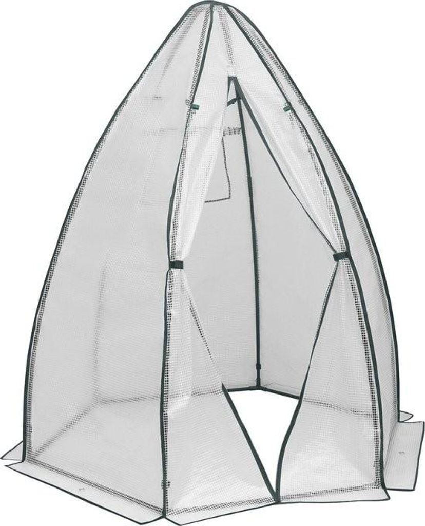 Kamyra Gewächshaus für den Außenbereich – Gartengewächshaus, Treibhaus, Anzuchthaus – PE&Stahl – 140 x 140 x 180 cm – Weiß