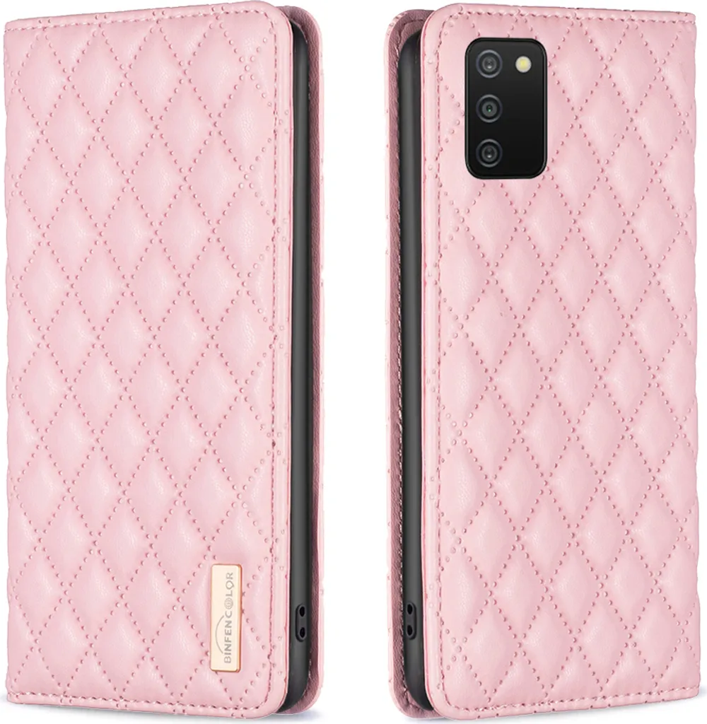 Cover Galaxy A03S A02S Flip Case Pelle Rosa Antiurto con Porta Carte