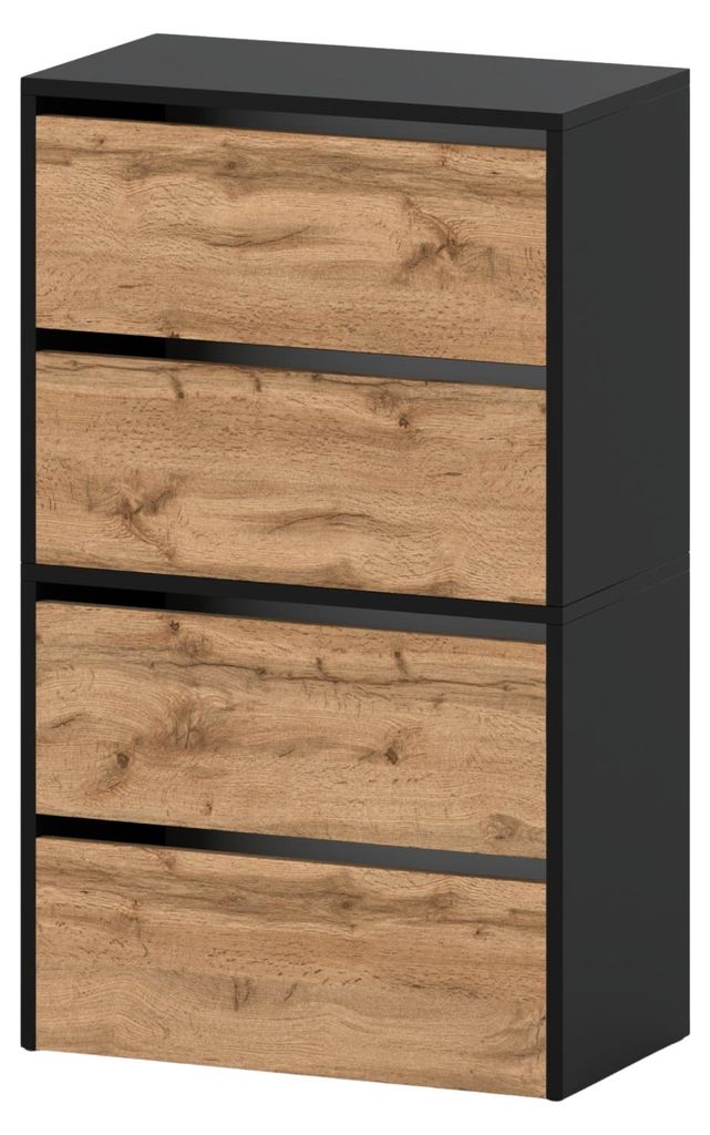 Schuhschrank Wotan aus schwarzer Eiche, 60 cm, Regalständer Produktbild 