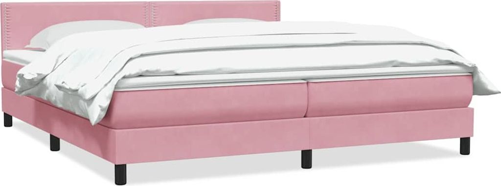 vidaXL Boxspringbett mit Matratze Rosa 180x210 cm Samt