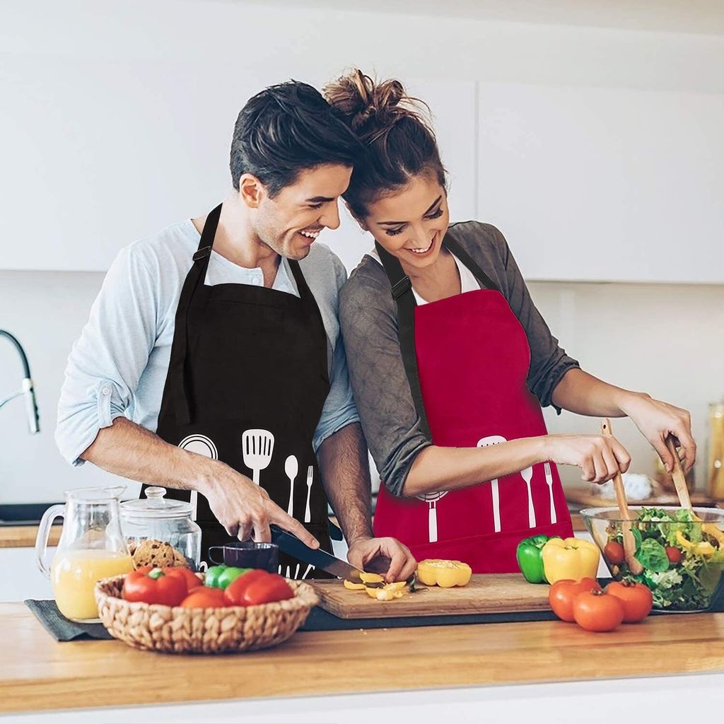 HEBSDFG Latzschürze Mit Taschen Wasserdicht - Praktische Küchenschürze Für Kochen & Gartenarbeit