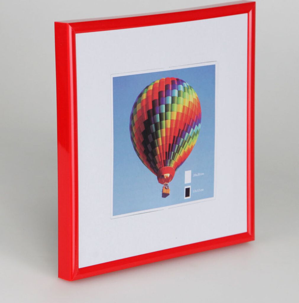 Bilderrahmen mit Klarglas quadratisch fotorahmen Kunststoff Posterrahmen Vintage Collage Picture Frame New Lifestyle - Farbe: Rot | Format: 40x40
