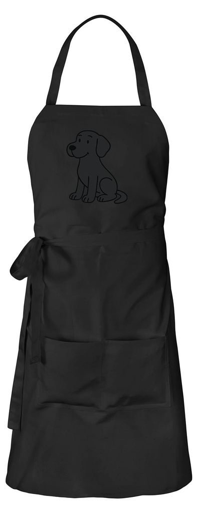 Huuraa Schürze brauner Labrador Retriever Chocolate Labi Comic Schwarz mit Taschen Baumwolle Kochschürze Geschenkidee