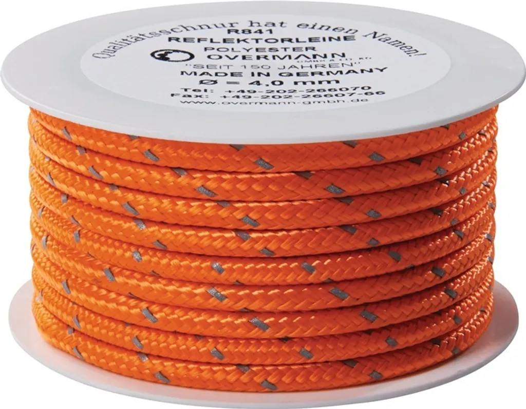 Cordon réfléchissant orange 4mm en polyester PES - Bobine de 100m OVERMANN PRO