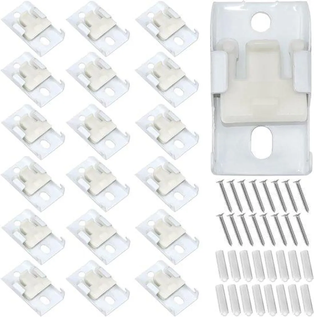 Supports de rideaux pour plafond blancs - Lot de 18 fixations robustes