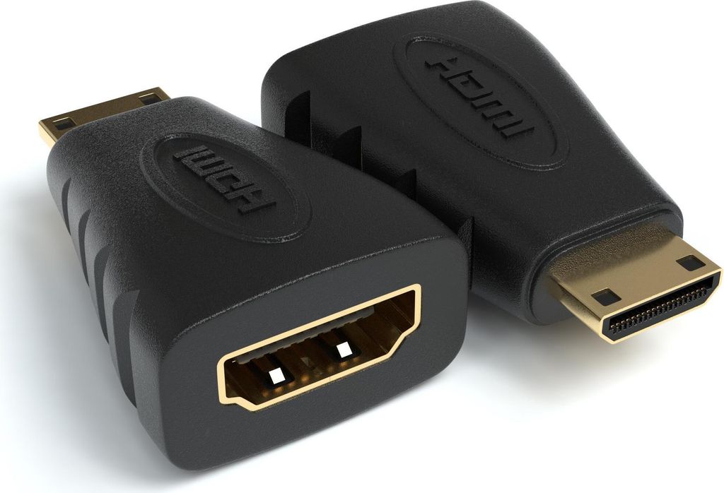 HDMI auf mini HDMI Adapter Typ A Buchse zu Typ C Stecker vergoldet 2 Stück