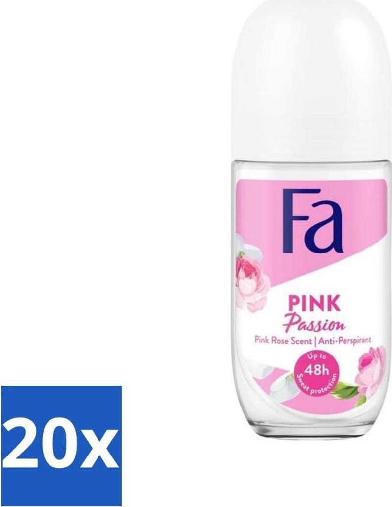 Fa - Pink Passion - Deodorant-Roller - Rosa Rose - 50 ml - Vorteilspack - 20 Stücke