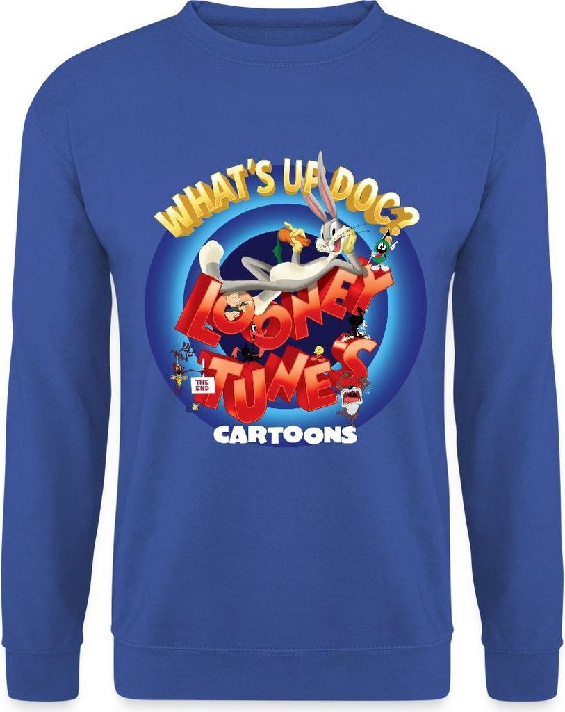 Spreadshirt Looney Tunes Cartoons Logo Bugs Bunny Uni Pullover, L, Royalblau