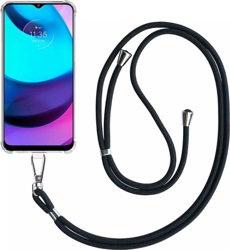 Handytasche passend für Motorola Moto E20 Transparent ShockProof mit abnehmbarem Universal Lanyard - Schutzhülle Silikon ShockProof mit Lanyard -...