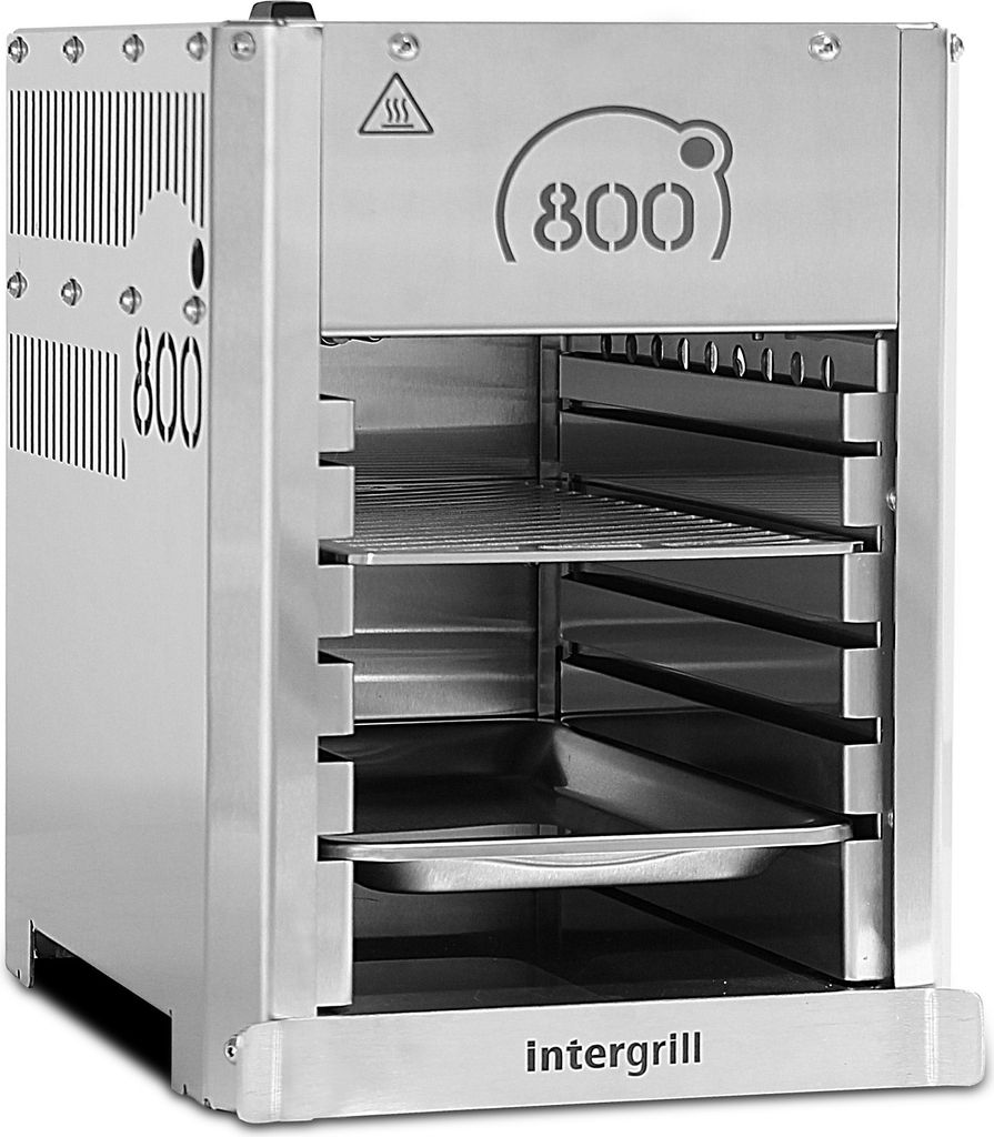 Intergrill 800° Gasgrill Light Steakgrill Hochleistungsgrill 12,6kg Oberhitzegrill Campinggrill Farbe Grau Edelstahl inkl. Grillrost Gastroschale ...