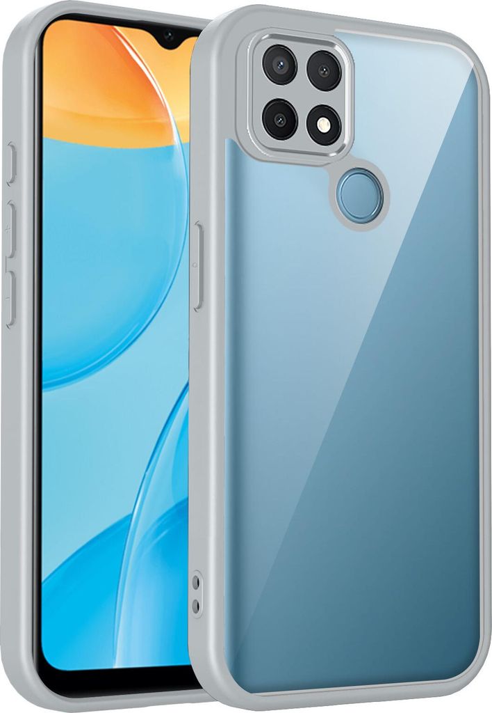 Hülle für Oppo A15/A15s Transparente Rückseite TPU Bumper Stoßfest Handyhülle Grau