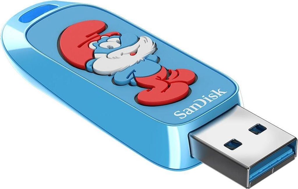 SanDisk Smurfs, 128 GB, USB Typ-A, 3.2 Gen 1 (3.1 Gen 1), 130 MB/s, Ohne Deckel, Blau