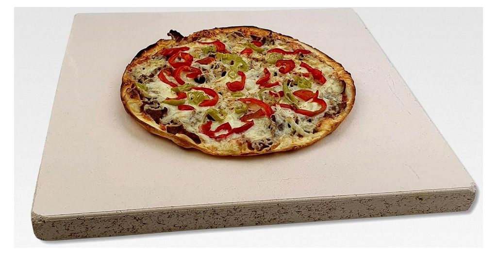 Pizzastein Brotbackstein Flammkuchenstein aus Schamotte Lebensmittelecht 40 x 30 x 2,5 cm für Backofen Herd Grill für Pizza Brot Flammkuchen inkl...