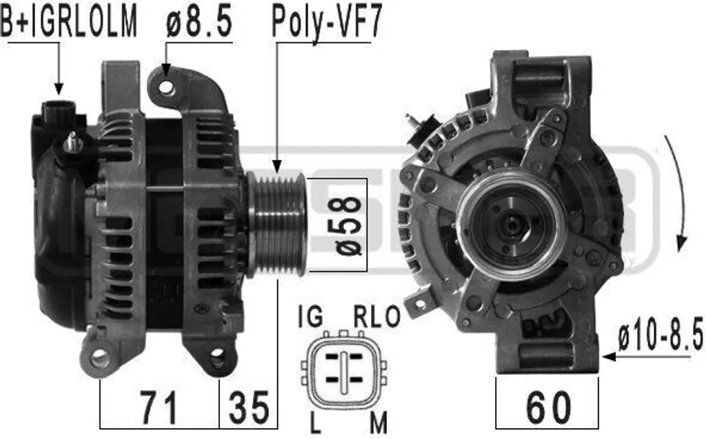 Alternateur haute performance 12V 100A - Modèle ERA 210934A OE 27060