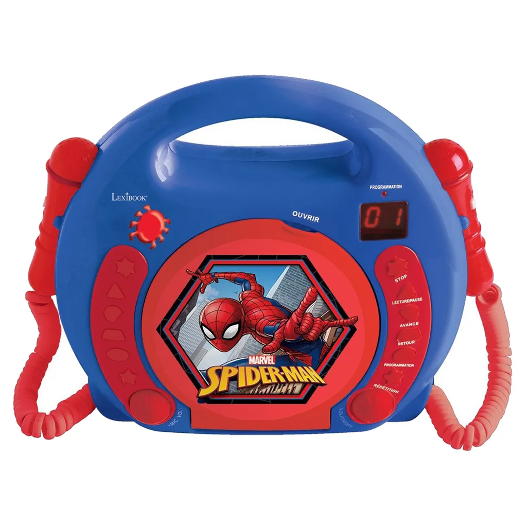 Karaoké portable enfant Spider-Man avec lecteur CD et double micro filaire