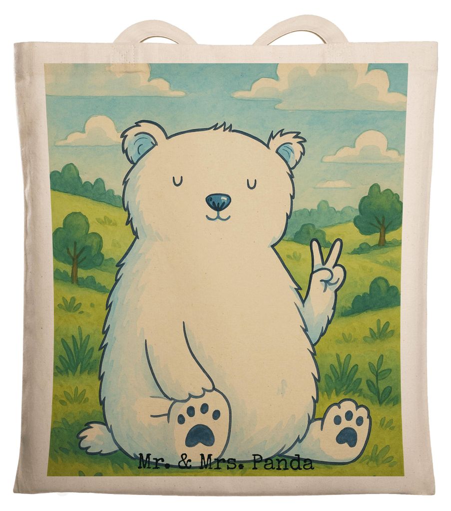 Mr. & Mrs. Panda Tote Bag Eisbär Faul Design - Weiß - Geschenk, Teddy, Laptoptasche, Homeoffice, Arbeit, Büro, Bär, Schultasche, Jutebeutel, Ei...