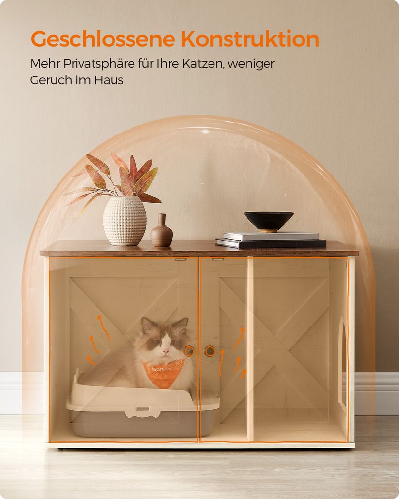 FEANDREA Katzentoilette,80x53x49,2cm,mit herausnehmbarem Produktbild 3