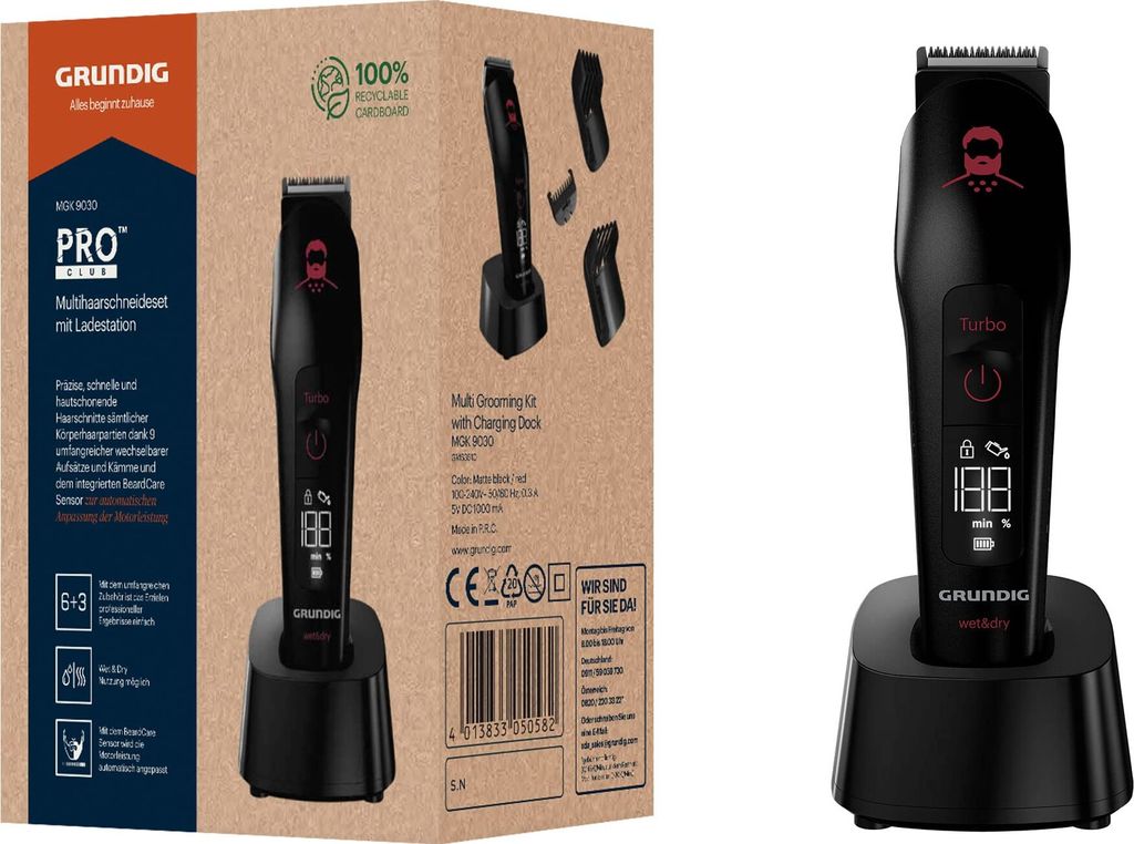 Grundig Haarschneider MGK 9030 Schwarz, Rot