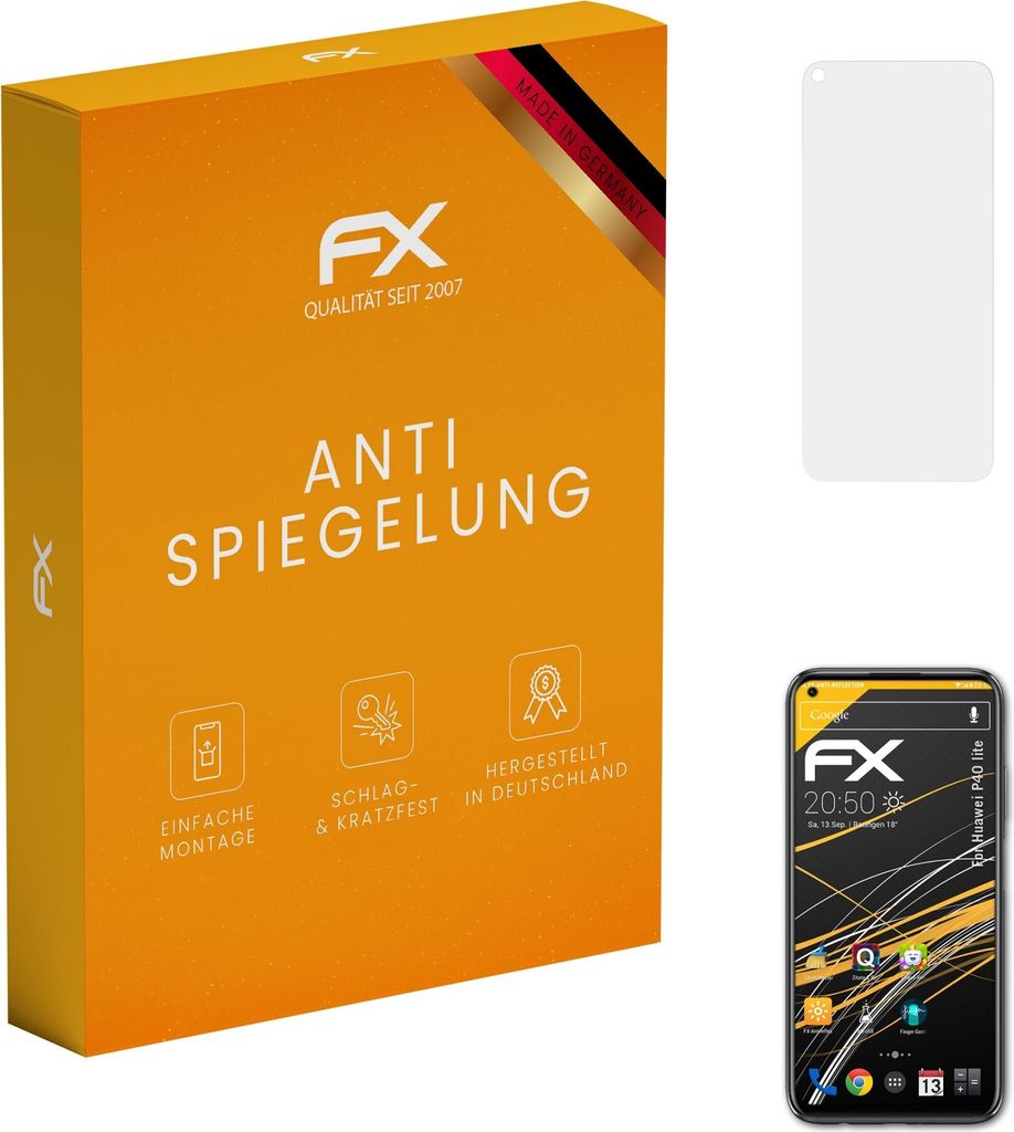 atFoliX FX-Antireflex 3x Schutzfolie kompatibel mit Huawei P40 lite Displayfolie