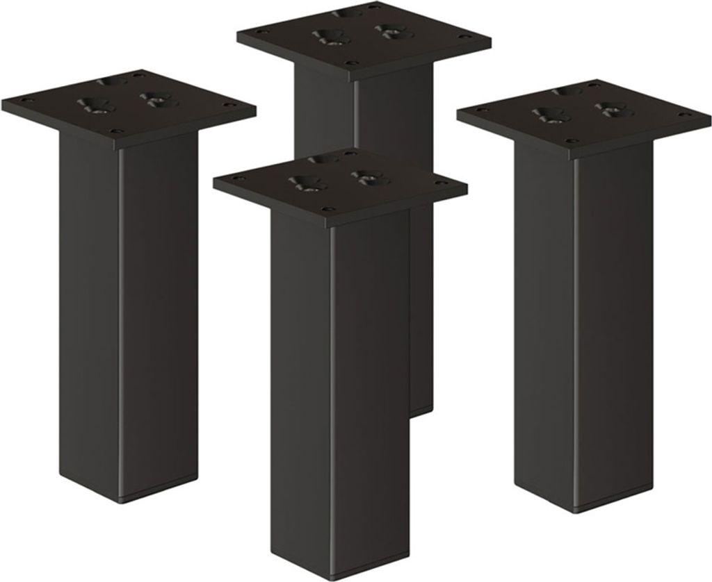 4er Set sossai Aluminium Möbelfüße 300mm in Schwarz Schrankfüße Sockelfüße