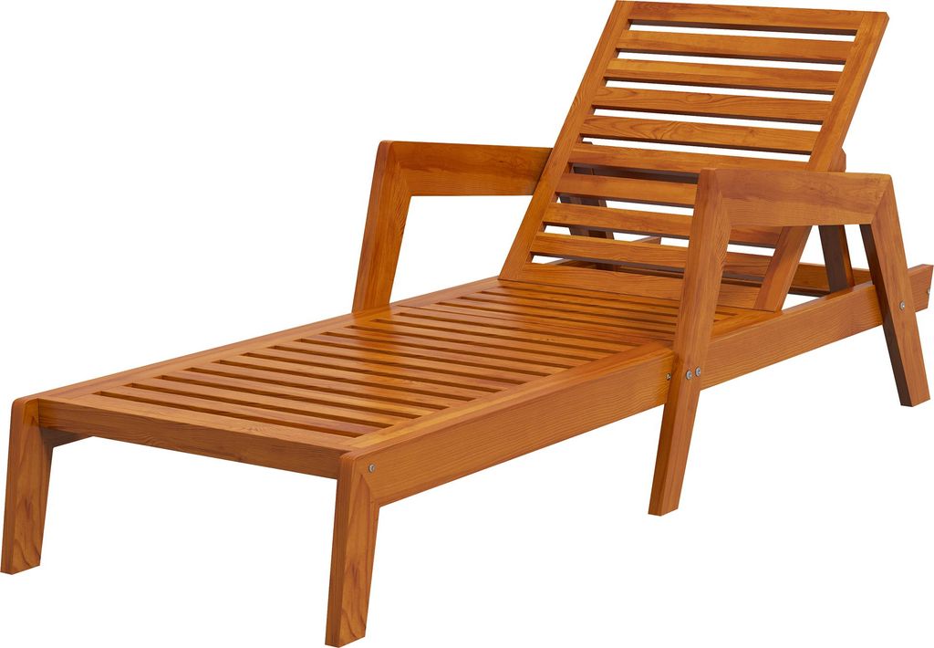 Sonnenliege Gartenliege Holzliege, Massivholz, 66 cm x 190 cm x 73,5 cm, Orange