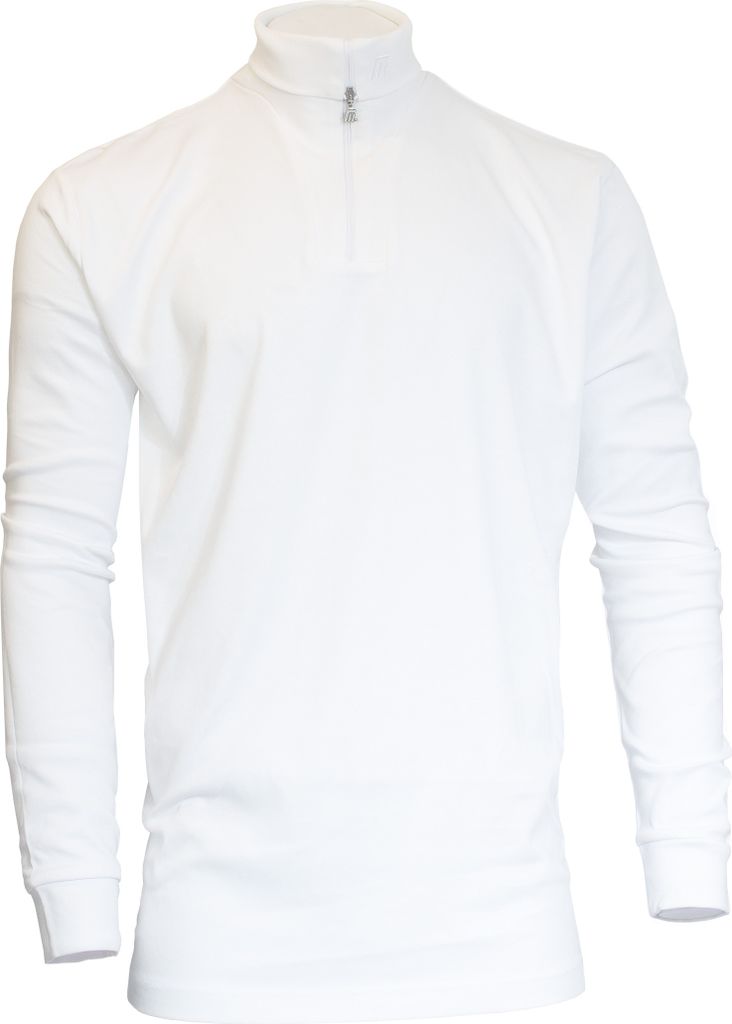 Medico Herren Shirt Zip-Pulli Langarm 100% Baumwolle Weiß 60