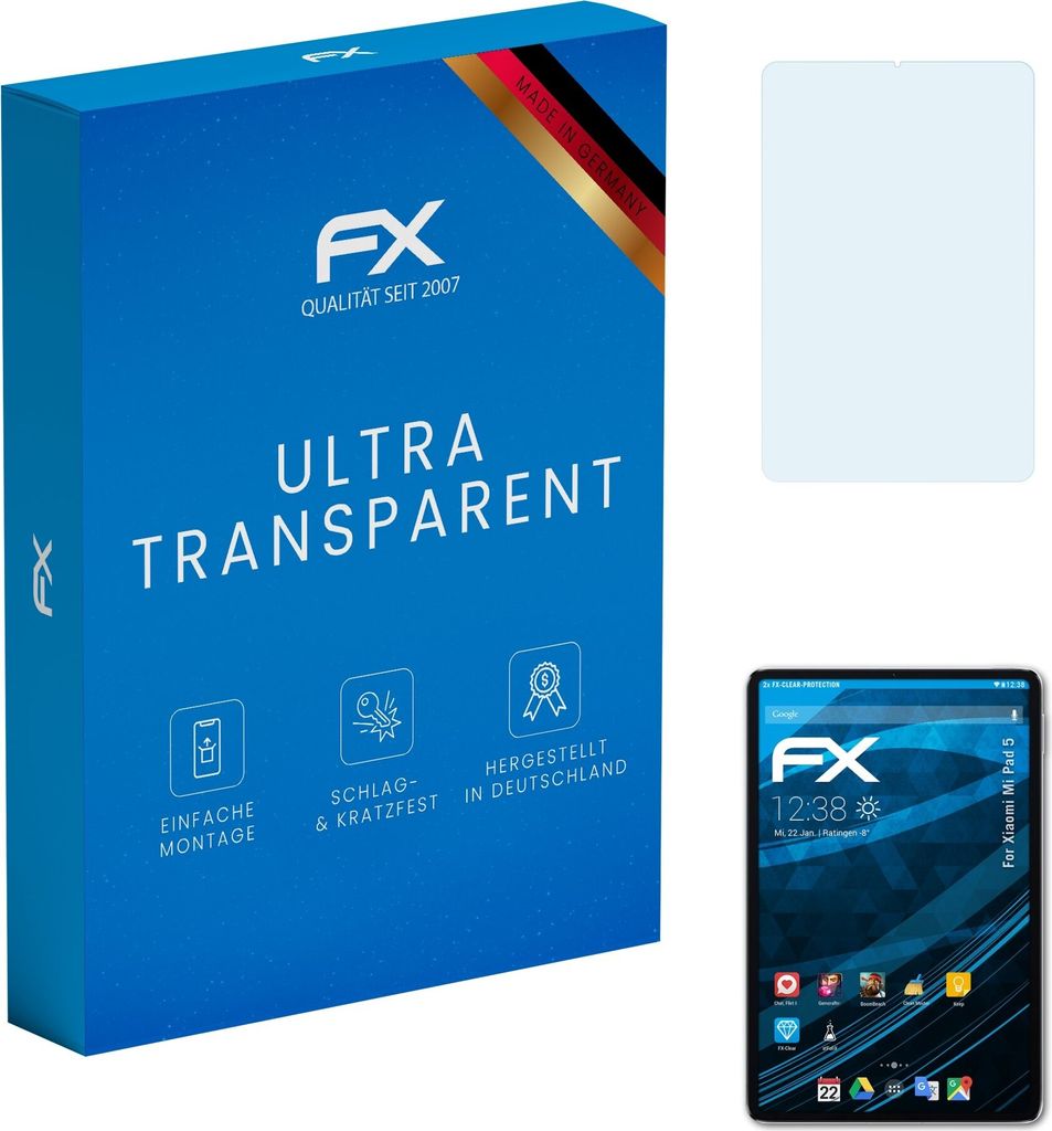 atFoliX FX-Clear 2x Schutzfolie kompatibel mit Xiaomi Mi Pad 5 Displayschutzfolie