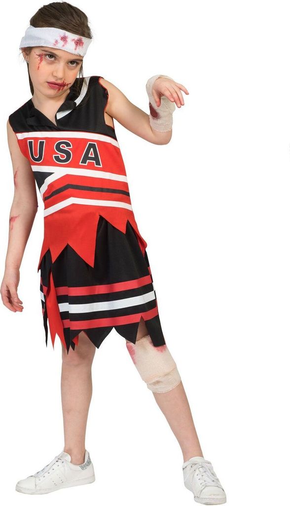 Zombie USA Cheerleader Kostüm für Kinder Größe: 116