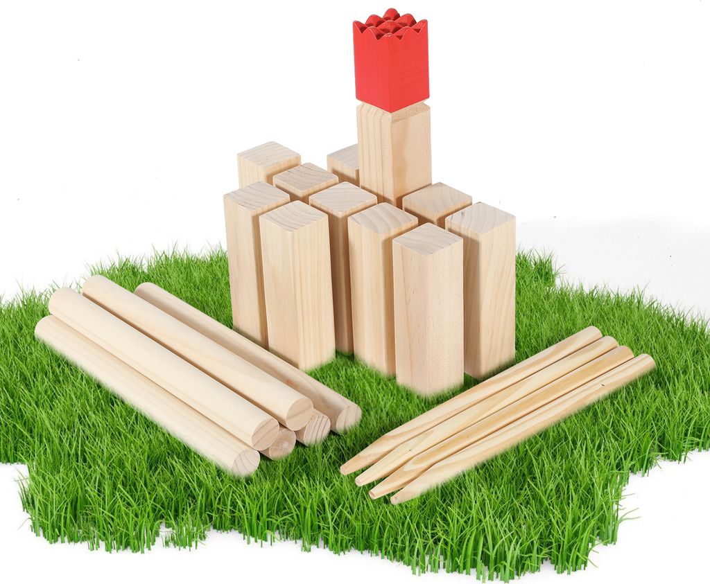 Ikodm Kubb Spiel mit Laser Gravur - Kiefernholz mit Produktbild 