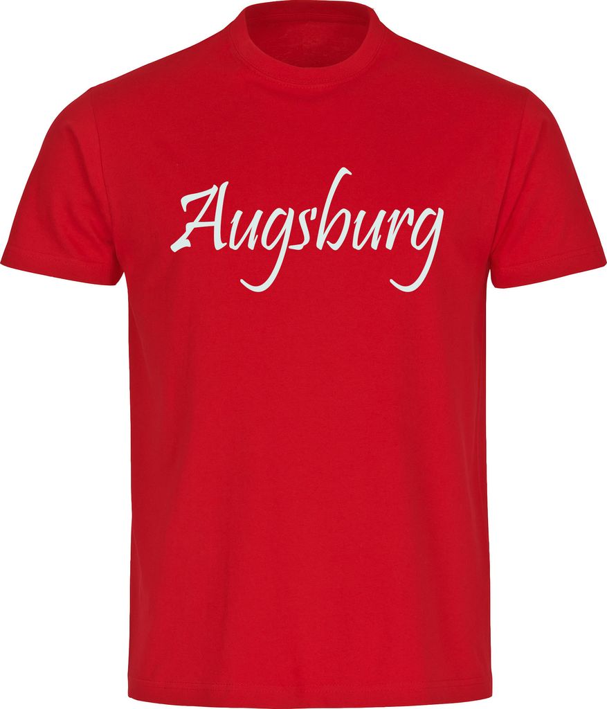 multifanshop Herren T-Shirt - Augsburg - Schriftzug, rot, Größe 5XL