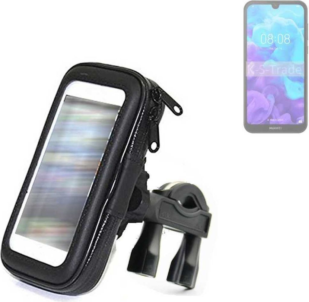 K-S-Trade Fahrrad-Halterung kompatibel mit Huawei Y5 (2019) Handy-Halterung Halter Lenkstange Fahrradhalterung Motorrad Bike Mount Wasserabweisend