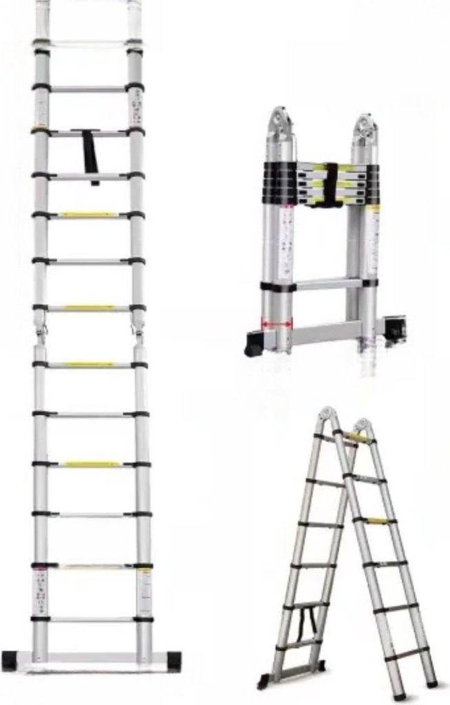 Teleskopische Loftleiter Liovo 190cm – Ausziehbare Aluminiumleiter – Klappbare Trappladder – Tragbar – EN131 – Maximale Belastung 150kg