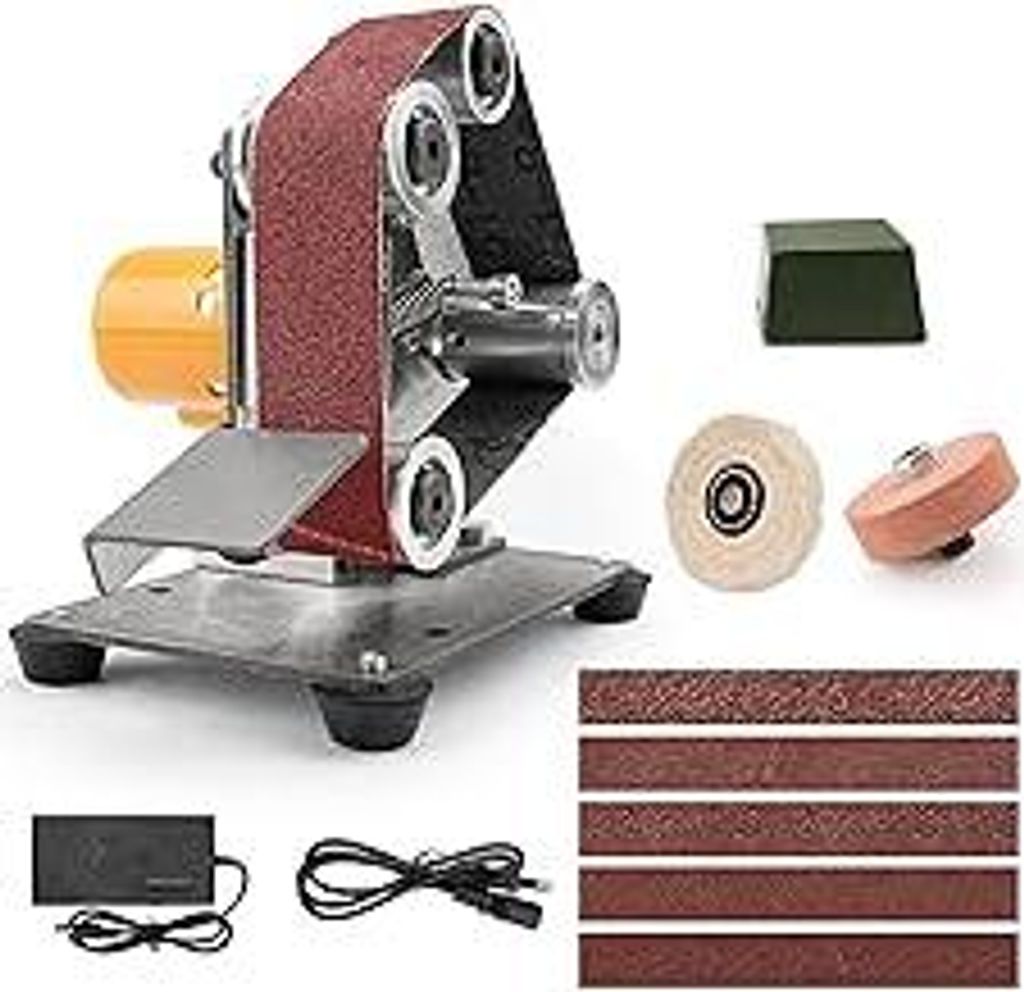 SI FANG Mini Bandschleifer?Elektrischer Band Schleifmaschine?7-Stufig Einstellbare Messerschärfer mit 20pcs 330x30 mm Schleifbänder Geliefert fü...