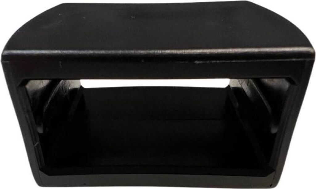 A black plastic object with a rectangular opening in the middle.