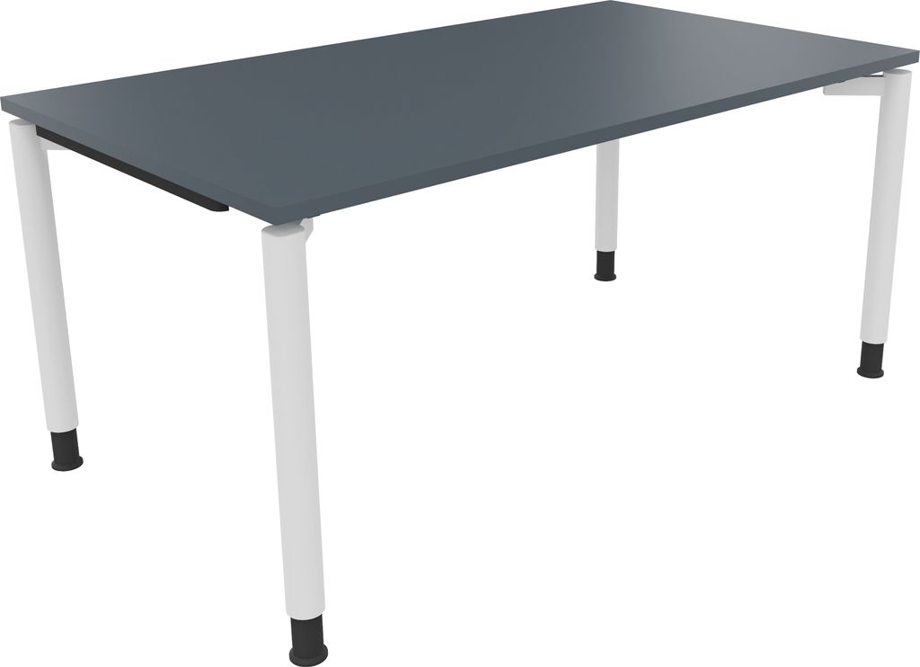 Schreibtisch Vierfuß Rundrohr B1600xT900xH680-820 ws/Lavagrau