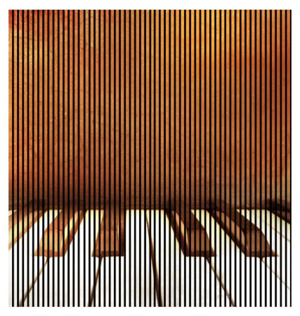 Akustikpaneele mit Digitaldruck Jazz02 19 x 2253 x 2400 mm Klavier Tasten Musik MDF PET-Fasern Wandpaneele Braun Weiß 4 Einzelplatten
