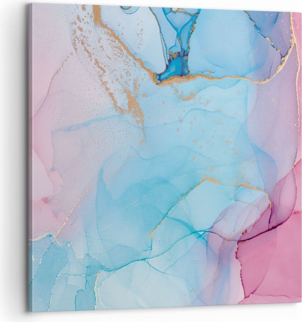 Bild auf Leinwand - Leinwandbild - Einteilig - Marmor Rosa Türkis - 60x60cm - Wand Bild - Wanddeko - Wandbilder - Leinwanddruck - Bilder - Wanddek...