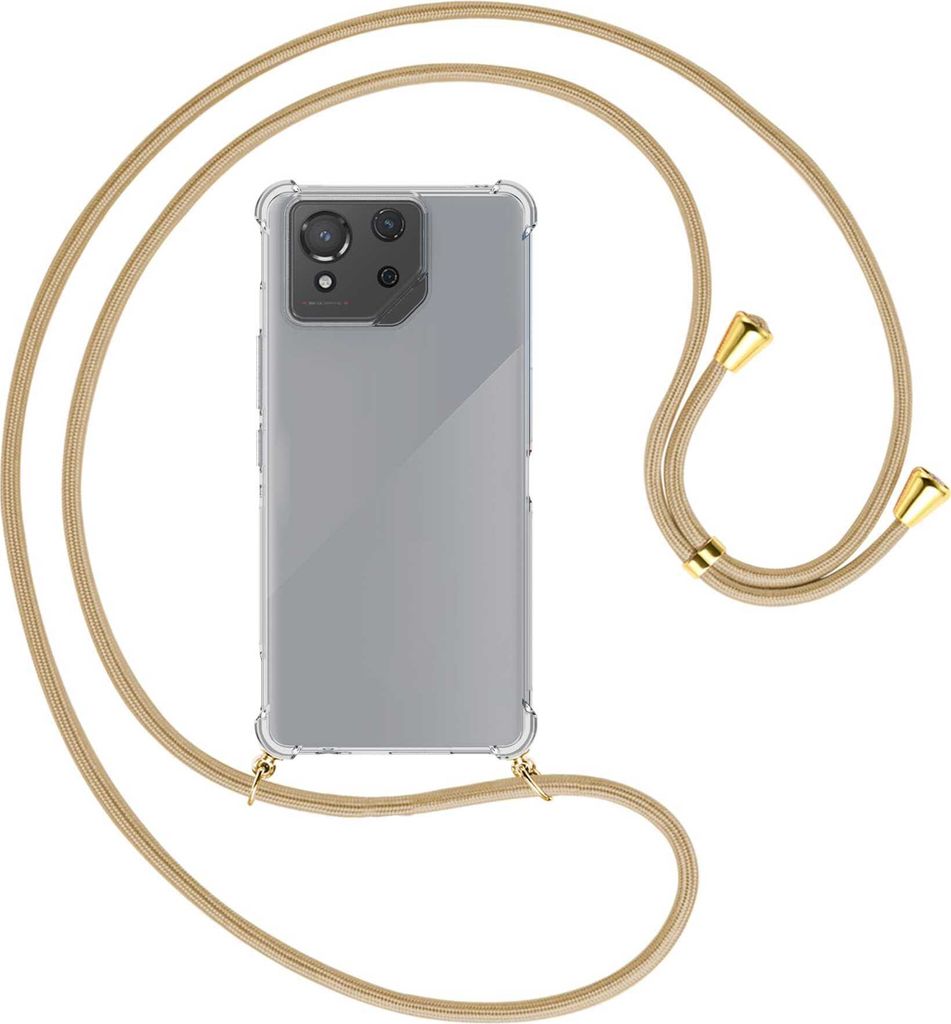 Handykette Backcover-Schutzhülle mit Band (Metall goldfarben) für Asus ROG Phone 8 - caramel