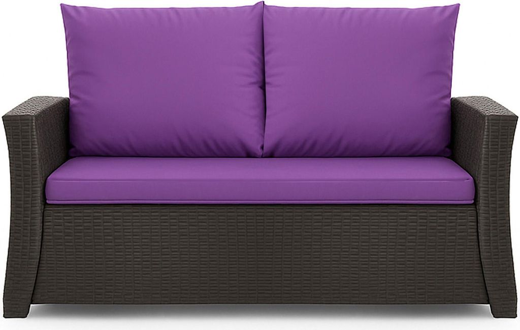 Gartenkissen Set Violett – 100x60 + 2x50x56 cm – Für Gartensofa – Weiche Auflagen für Rattan/Polyrattan – Abnehmbare Bezüge