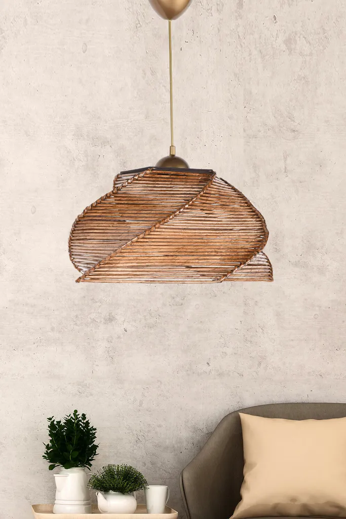 Lustre Opviq Pentagone Antiquation en bois vieilli - 36 x 36 x 65 cm