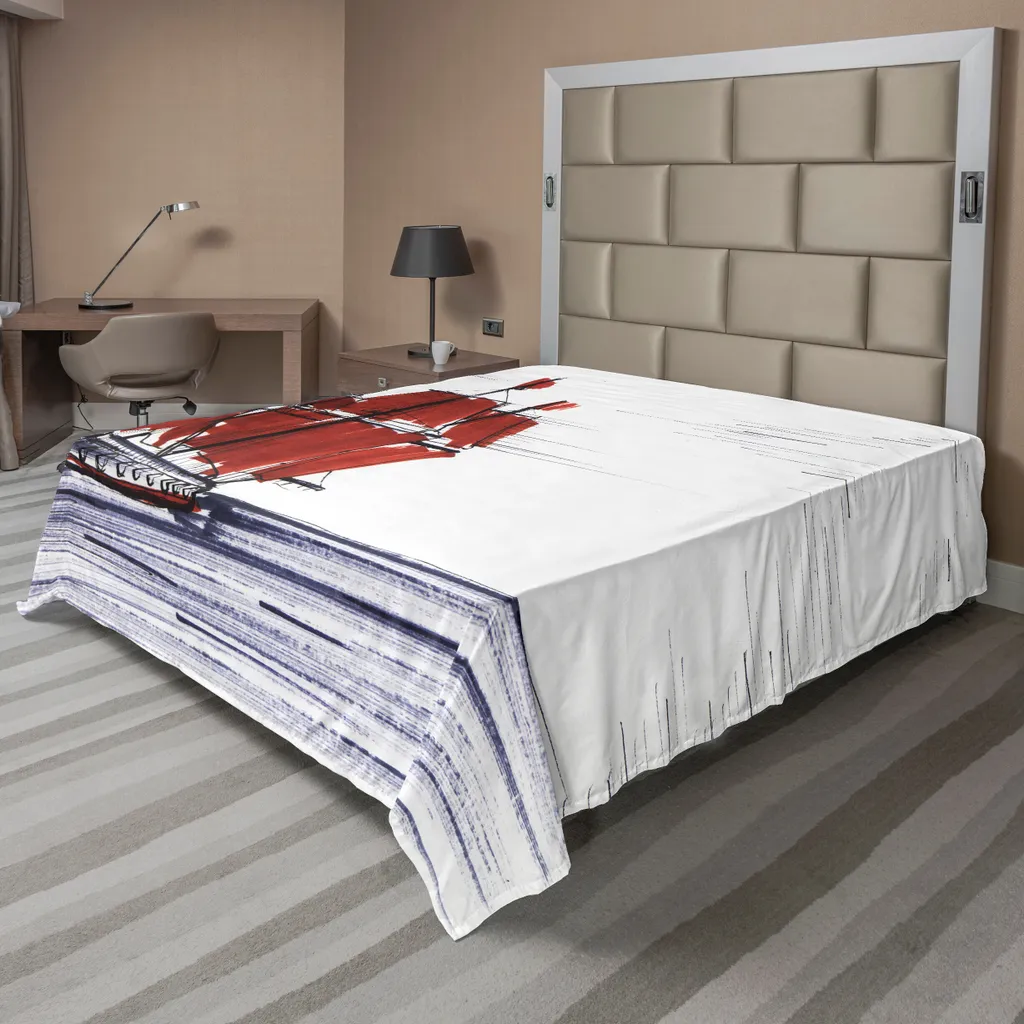 Drap de dessus doux thème marin voilier violet et noir 266x260 cm