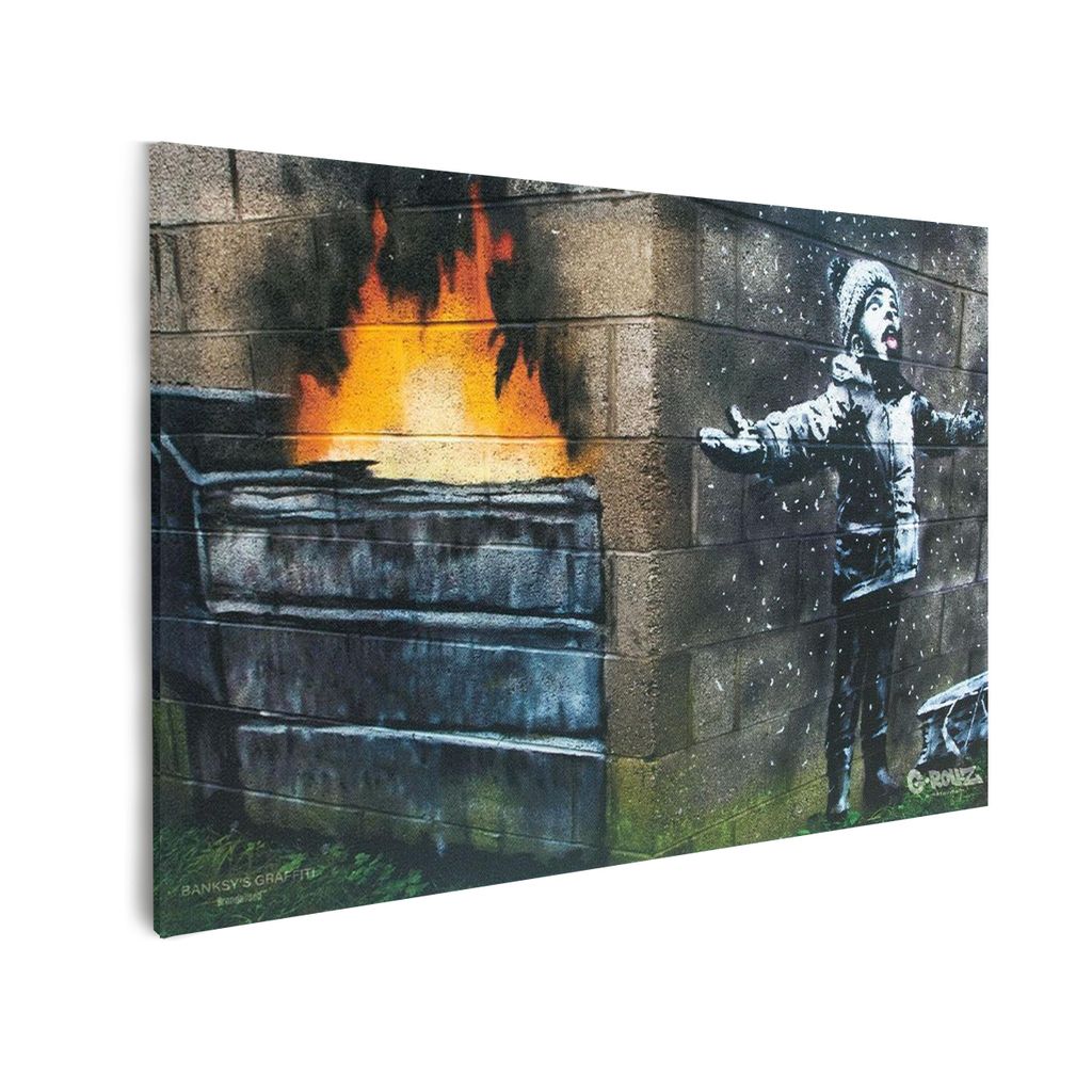 Banksy Graffiti Leinwandbild – Offiziell lizenziert – Für Wohnzimmer, Schlafzimmer & Büro – Motiv: Season’s Greetings – Größe: Small...